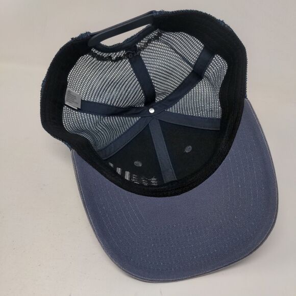 USA Flag Embroidered Snapback Trucker Hat Blue One Size Embroidered Mesh Back - Picture 6 of 8